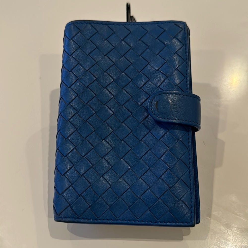 Bottega Veneta Blue Intrecciato Leather Wallet